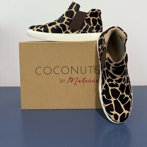 “COCONUTS by MATISSE” Harlan Calf Hair Giraffe Print Slip On Booties Sneakers